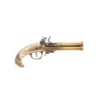 replica 1775 triple barrel flintlock pistol right view