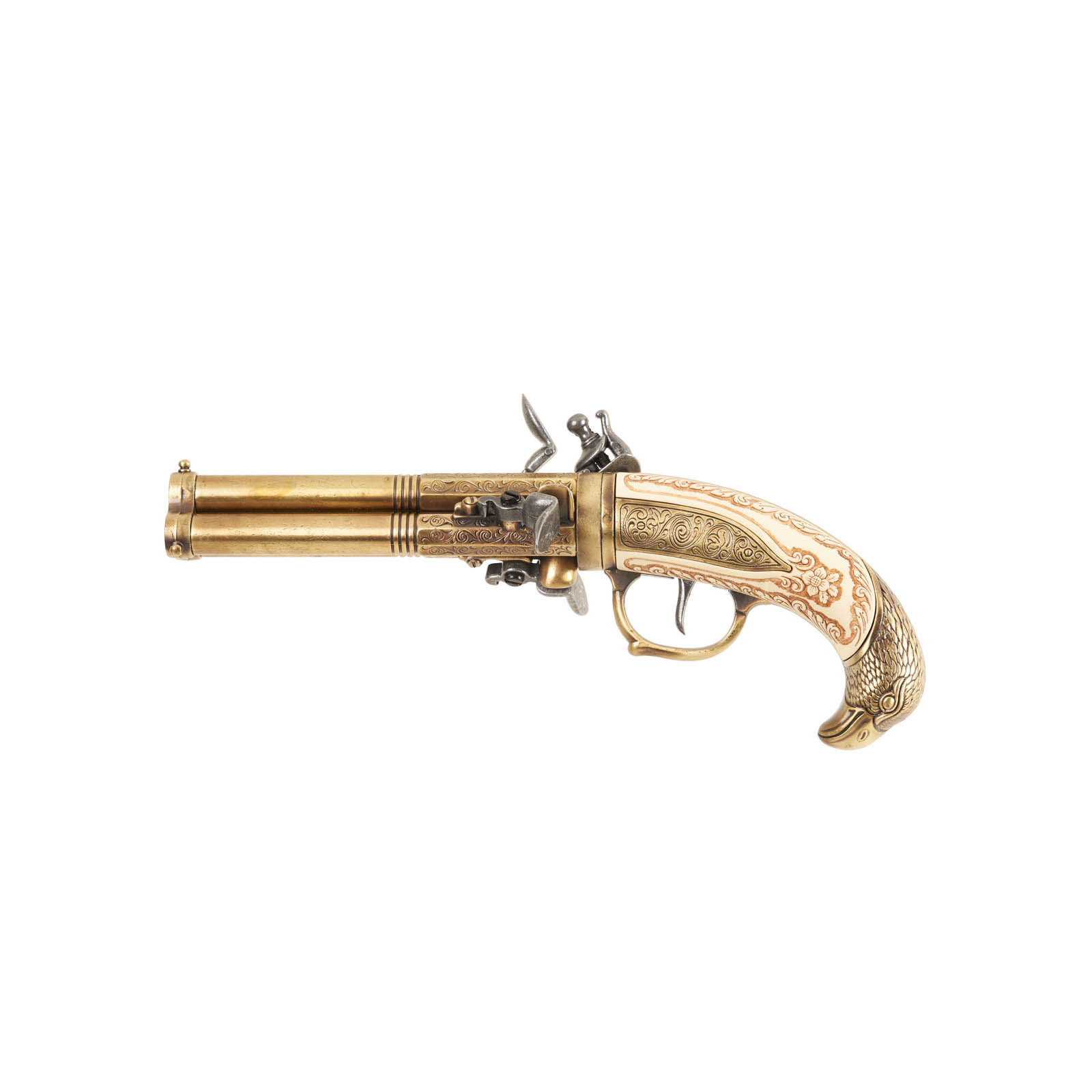 triple barrel pistol replica left view