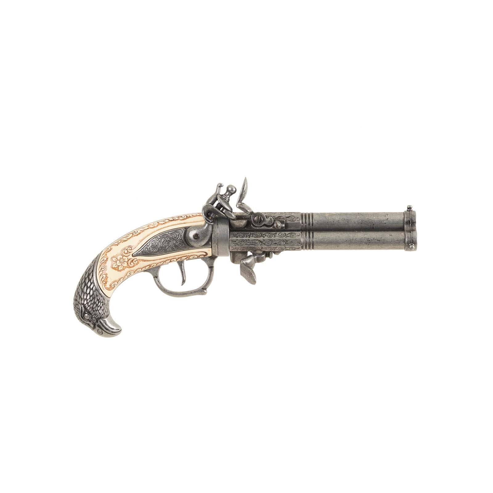 grey flintlock pistol replica right view