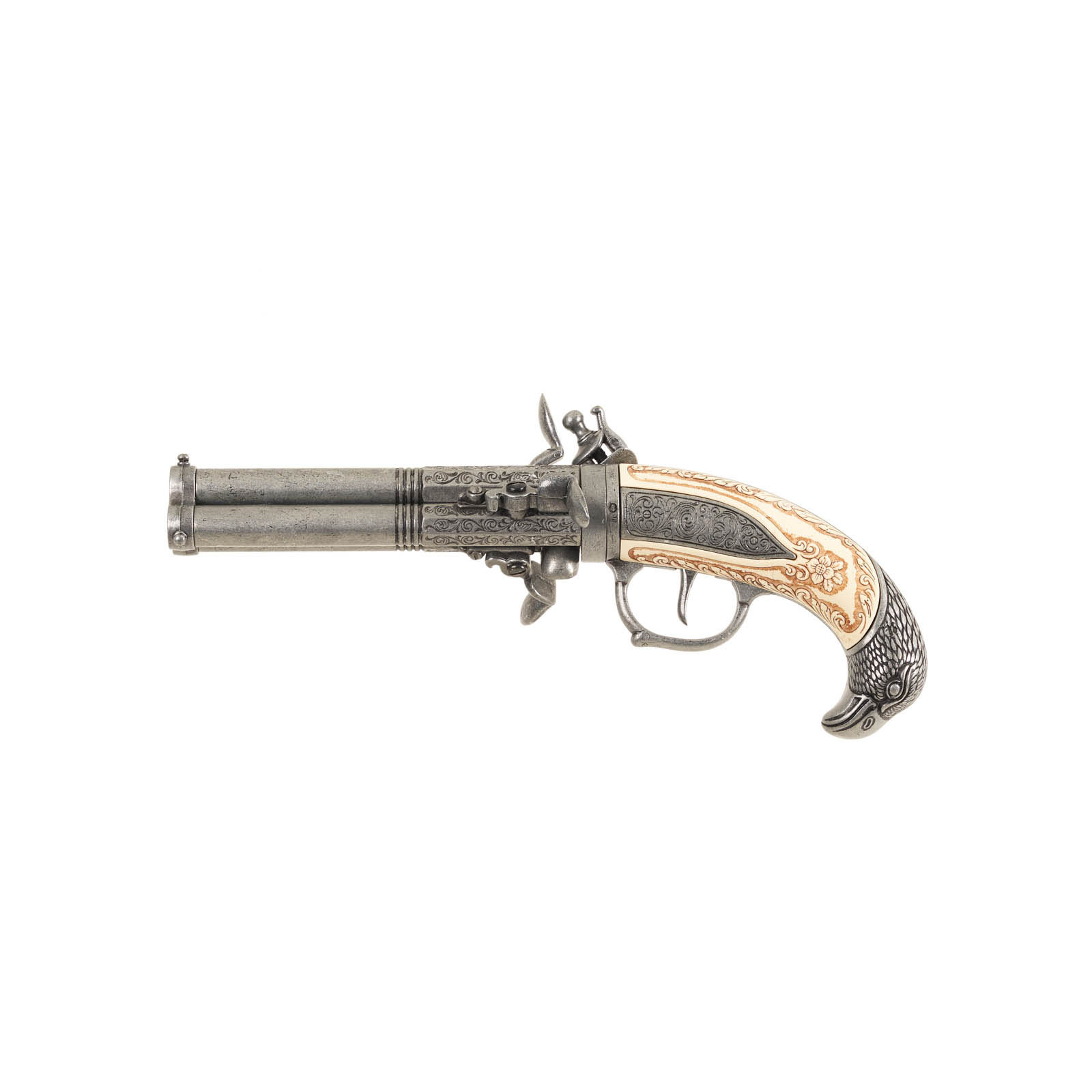 grey flintlock pistol replica left view