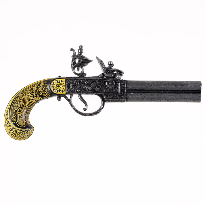 right view of 18th century english twigg flintlock pistol