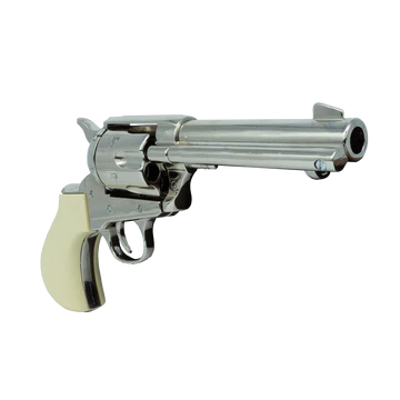 silver thunderer revolver with ivory grip view from the right