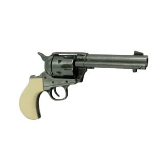 silver thunderer revolver with ivory grip view from the right
