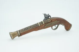 Left side view of 18th Century Flintlock Dueling Pistol Set of 2