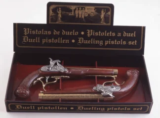 In box display of two Non-Firing English Dueling Percussion Pistols Boxed Set of 2