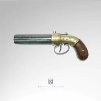 Left side of Brass Non-Firing Replica 1837 Pepperbox Revolver
