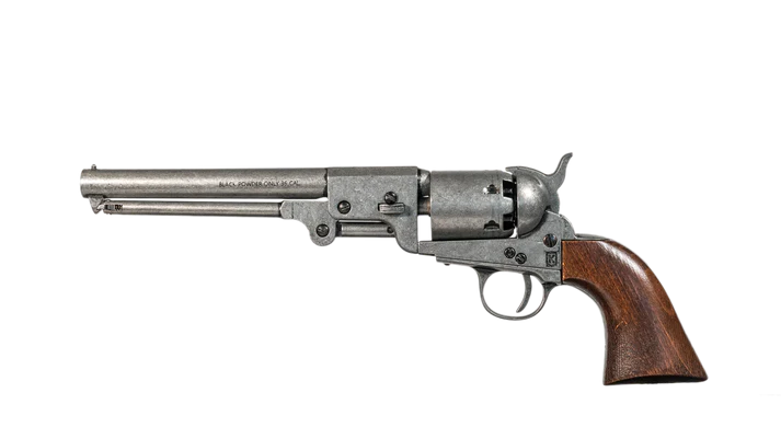 Left side view of Grey Replica Non-Firing Model 1862 Confederate Navy Revolver