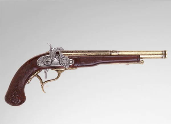 Non-Firing Deluxe Brass Pirate Pistol Boxed Set of 2 - Trigger