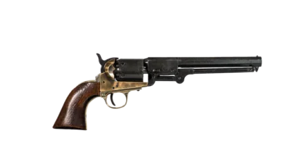 Right side view of Antiqued Black and Brass Replica Non-Firing Model 1851 Navy Revolver