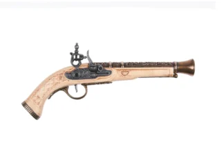 Right side view of Replica Non-Firing Ivory 18th Century French Flintlock Pistol