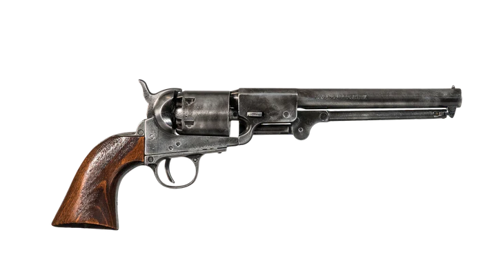 Alternate right side view of Black and Brass Replica Non-Firing Model 1862 Confederate Navy Revolver