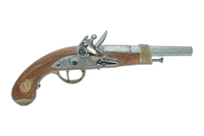 Right side view of Napoleonic Flintlock Pistol