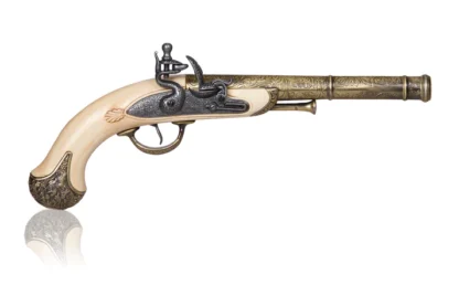 Right side of Non-Firing Replica 18th Century Brass English Lucknow Pistol