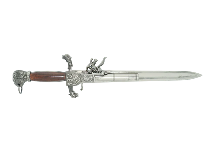 Non-Firing Replica Silver 18th Century Dagger Pistol - Trigger