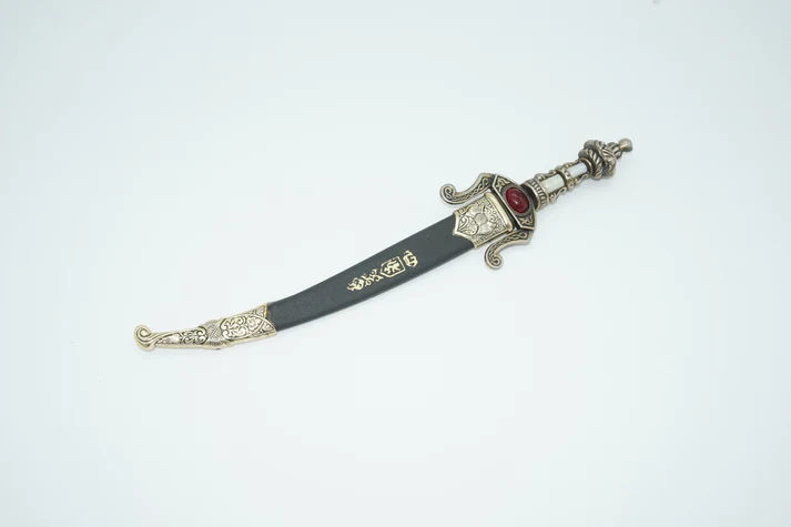 Top view toledo dagger in embellished sheath